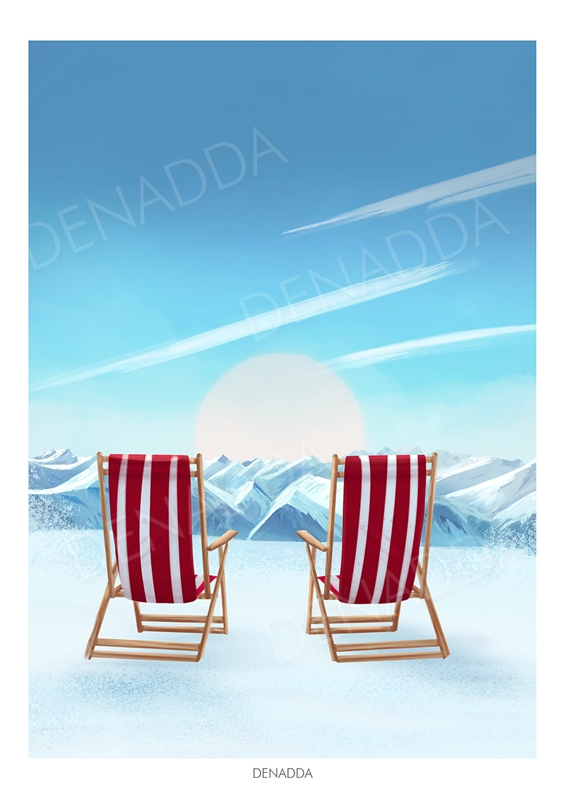 Affiche Val Thorens “Pause transat sur les pistes de ski” – Aperçu