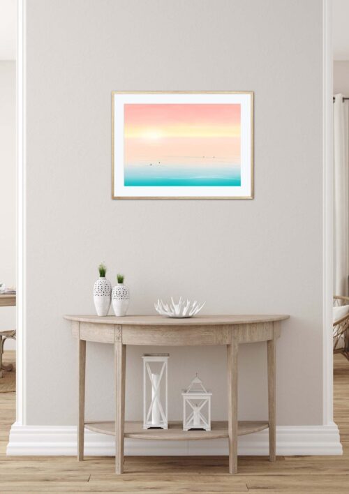 Tableau bord de mer "Douceur naturelle" DENADDA Affiche bord de mer dans un cadre, décoration intérieur, "Douceur naturelle" tableau d'une illustration minimaliste de DENADDA.