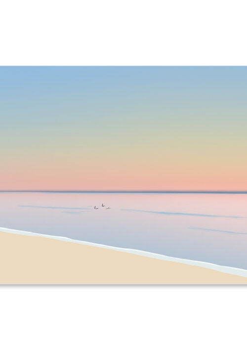 Affiche plage le Porge Océan, "Échapper en douceur" une illustration minimaliste de DENADDA
