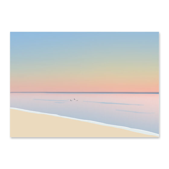 Affiche plage le Porge Océan, "Échapper en douceur" une illustration minimaliste de DENADDA