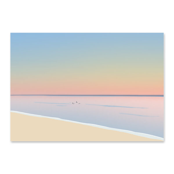 Affiche plage le Porge Océan, "Échapper en douceur" une illustration minimaliste de DENADDA