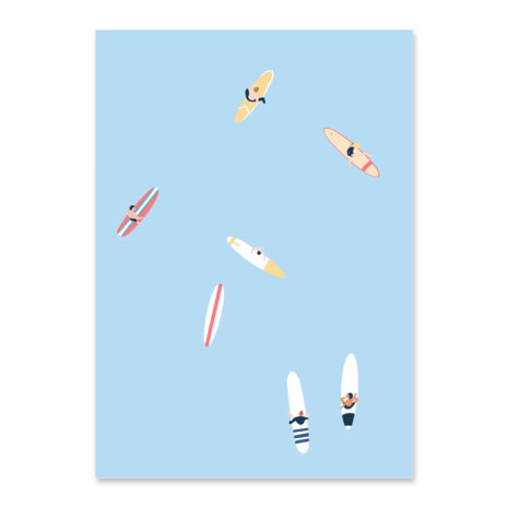 Affiche surf, ce poster surf est une illustration minimaliste de DENADDA