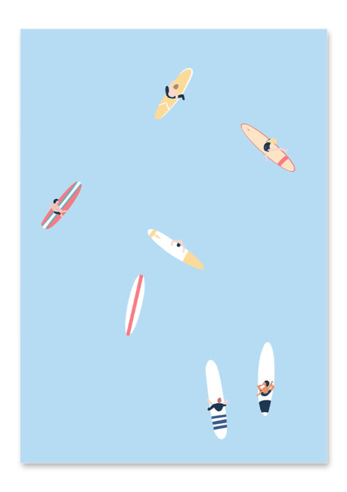 Affiche surf, ce poster surf est une illustration minimaliste de DENADDA