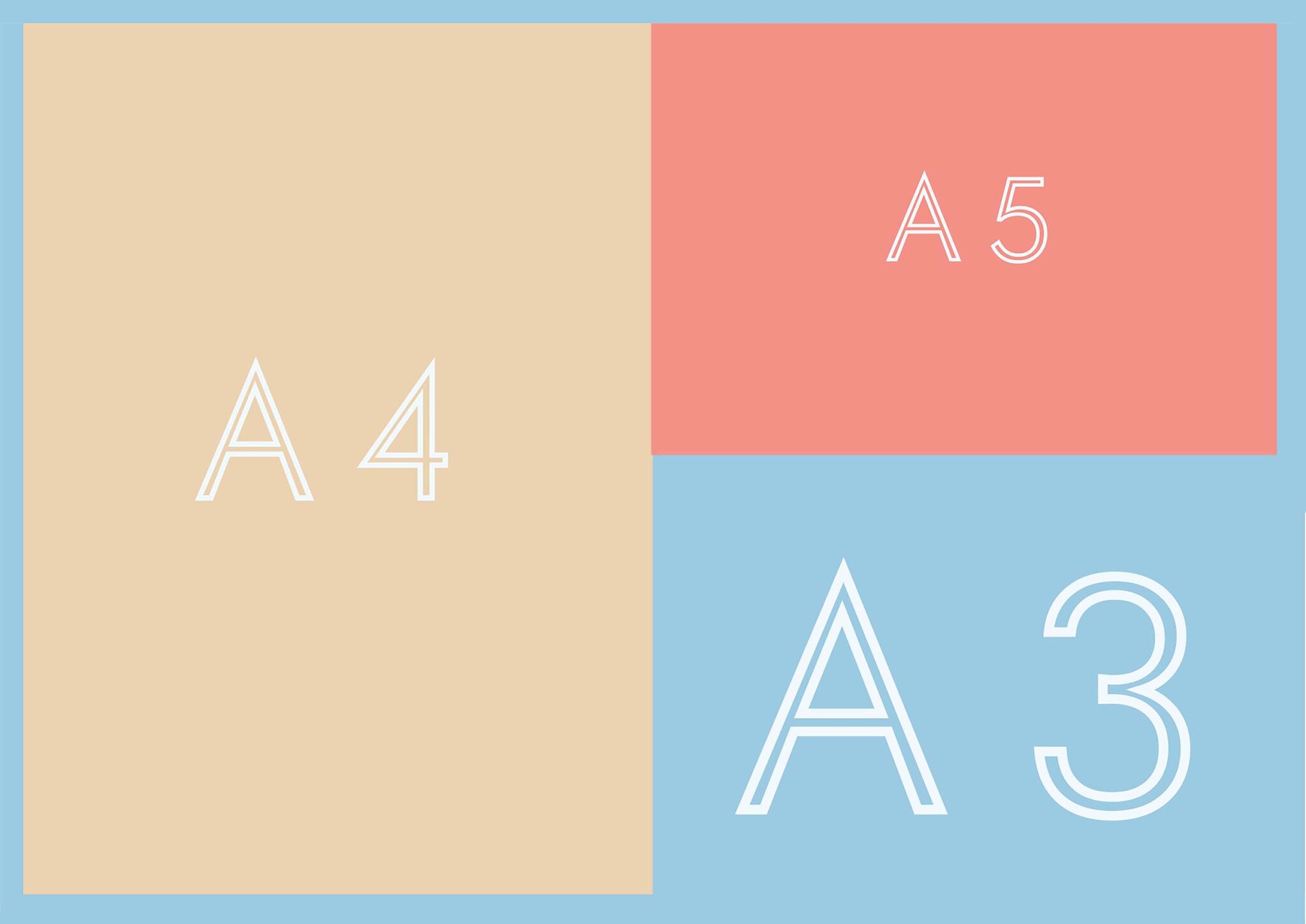 Guide des formats d'impression Guide format a3, a4, a5 un croquis de DENADDA.