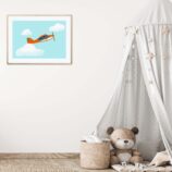 Affiche avion minimaliste dans un cadre, dessin d'un avion dans les nuages, poster, décoration murale, intérieur, tableau d'une illustration minimaliste de DENADDA.