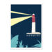 Affiche phare du Cap Ferret, dessin du phare du Cap Ferret de nuit, une illustration minimaliste de DENADDA