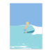 Affiche surf, dessin d'un enfant qui surf sur une vague, ce poster surf est une illustration minimaliste de DENADDA