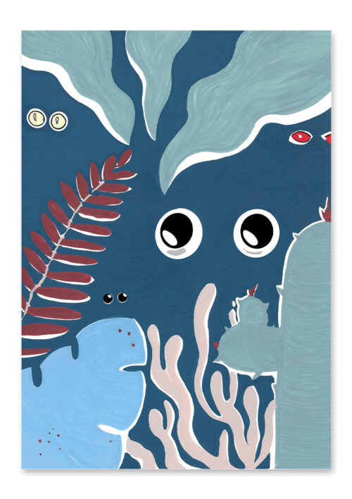 Affiche tortue, dessin d'EYA une tortue de mer dans la nuit, une illustration minimaliste de DENADDA