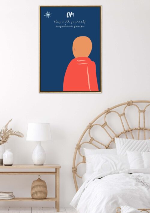 Tableau zen Bouddha "Om" DENADDA Affiche zen Bouddha dans un cadre, citation spirituelle d'un Bouddha, poster, décoration intérieur, tableau d'une illustration minimaliste de DENADDA.