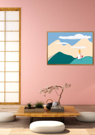 Tableau décoration intérieur, affiche zen contemplation au sommet. DENADDA.