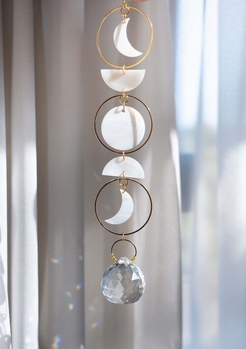Attrape soleil - Luna Attrape lumière en cristal, suncatcher, lune. DENADDA