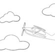 Coloriage petit avion pour enfant avec nuage extrait du livre de coloriage Au sommet de DENADDA