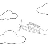 Coloriage petit avion pour enfant avec nuage extrait du livre de coloriage Au sommet de DENADDA