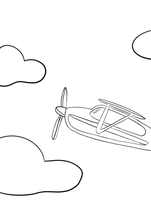 Livre de coloriage - Au sommet Coloriage petit avion pour enfant avec nuage extrait du livre de coloriage Au sommet de DENADDA