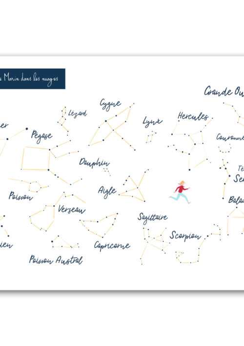 Carte des constellations du ciel de Marin dans les nuages Carte des constellations du ciel de Marin dans les nuages. Un conte illustré de DENADDA.