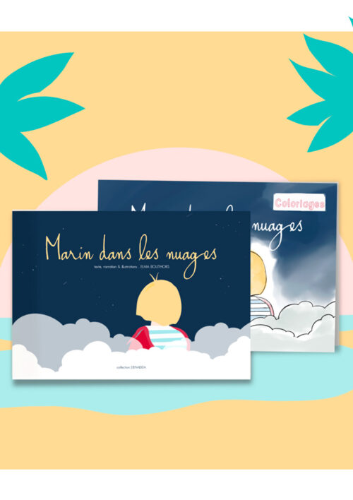 Coffret duo le livre illustré et son coloriage. Marin dans les nuages. Collection DENADDA