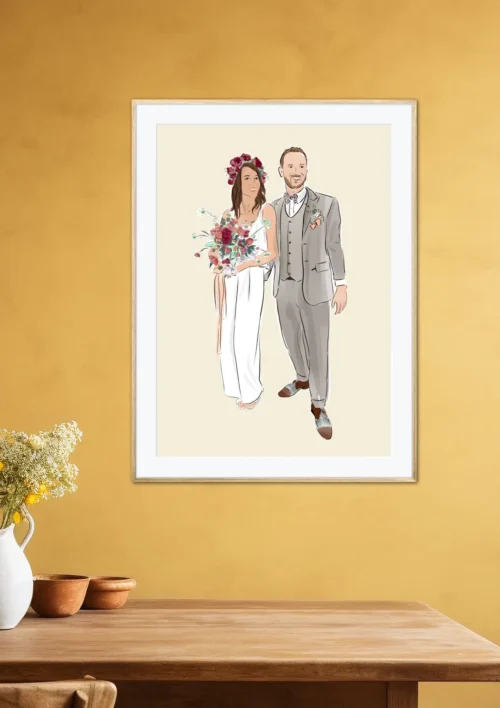 Dessin personnalisé Dessin personnalisé d'un couple qui faite son mariage. Création de Denadda