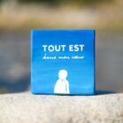 Pancarte en bois fait main décoration intérieur bleu avec message tout est dans mon coeur. DENADDA