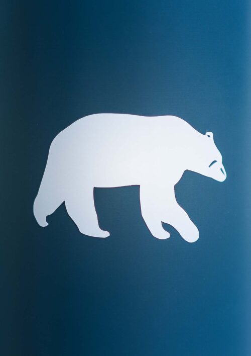 Thermos isotherme - La souplesse est une force - L'ours KIKI Ours blanc KIKI de DENADDA avec la collection de thermos isotherme stainless bleu