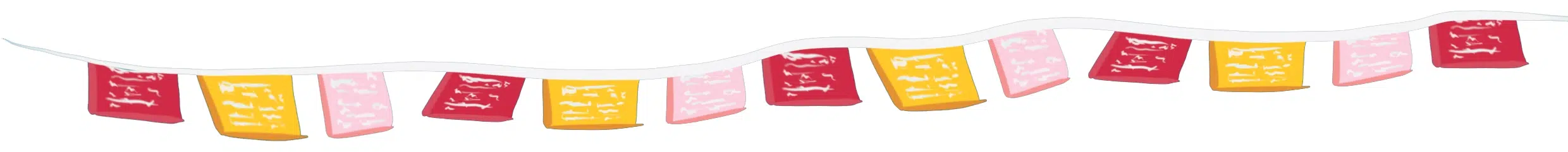 Dessin de Drapeaux tibétain du conte Au sommet de DENADDA.