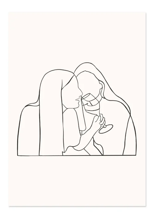 Dessin minimaliste femme. Une illustration réalisé au trait. Du minimalisme avec ce portrait dessiné par Denadda.