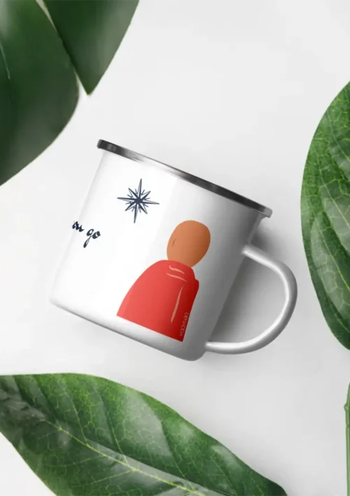 Mug - Zen Mug émaillé avec citation inspirante et bouddha zen. DENADDA