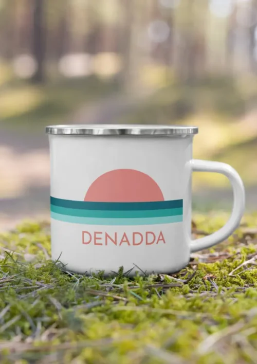 Mug émaillé vintage, design sunset. DENADDA