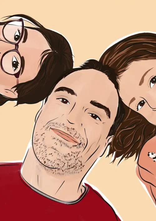 Dessin personnalisé Dessin personnalisé pour un cadeau de noël original. Dessiné par Denadda