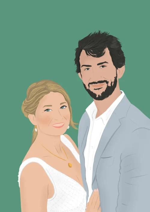 Illustration personnalisée Illustration personnalisée d'un couple à partir d'une photo pour un mariage. Denadda