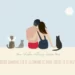 Dessin famille personnalisé de dos avec prénoms. Portrait d'un couple et 3 chats illustrés de dos à partir de plusieurs photos. DENADDA.
