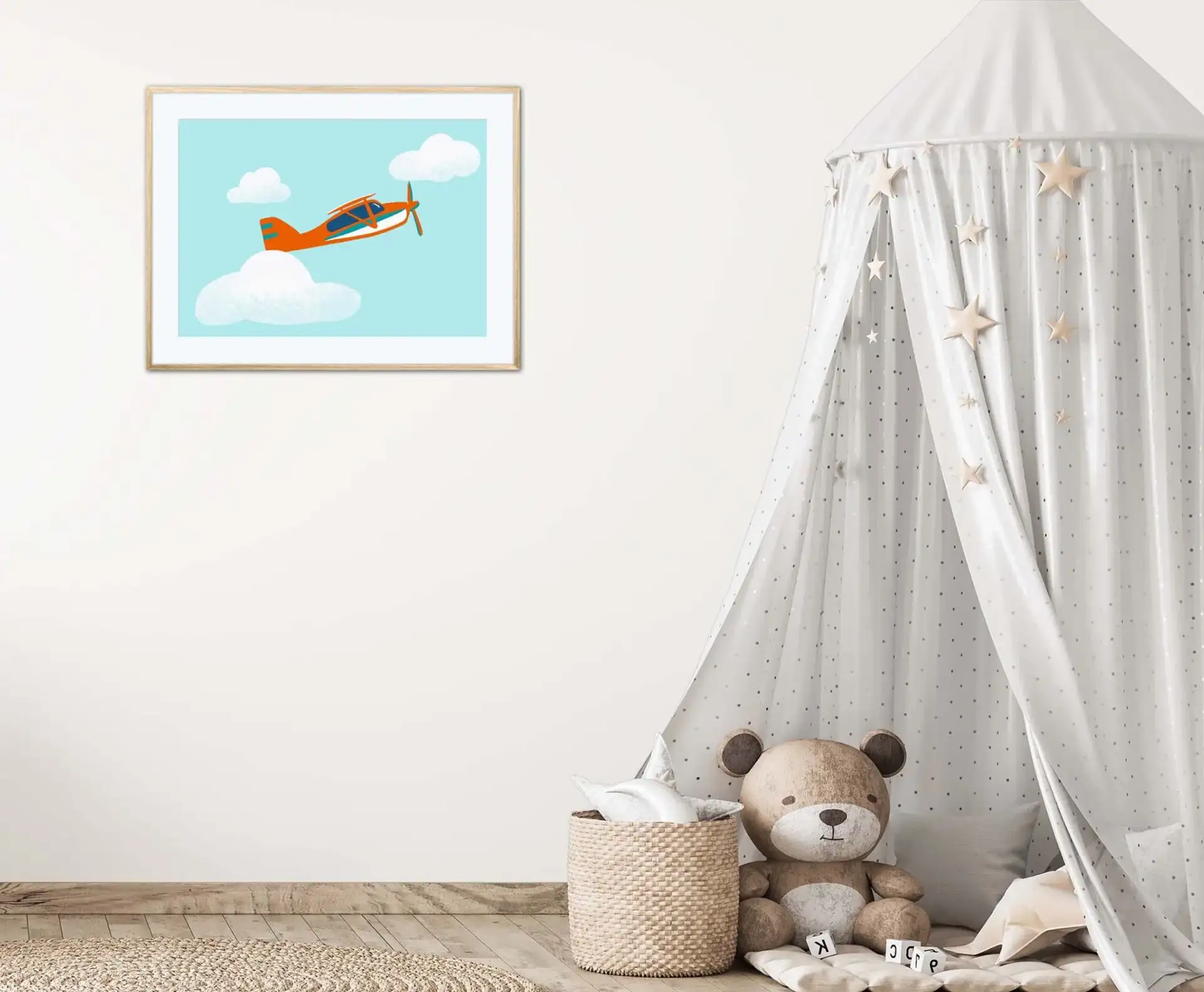 Affiche pour enfant avec une illustration d'avion pour la décoration d'une chambre d'enfant. DENADDA