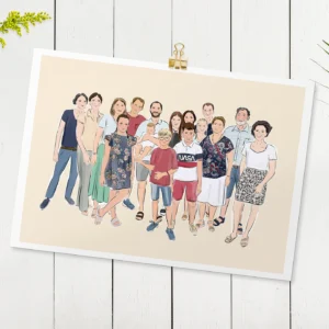 Affiche dessin famille nombreuse personnalisé par DENADDA.