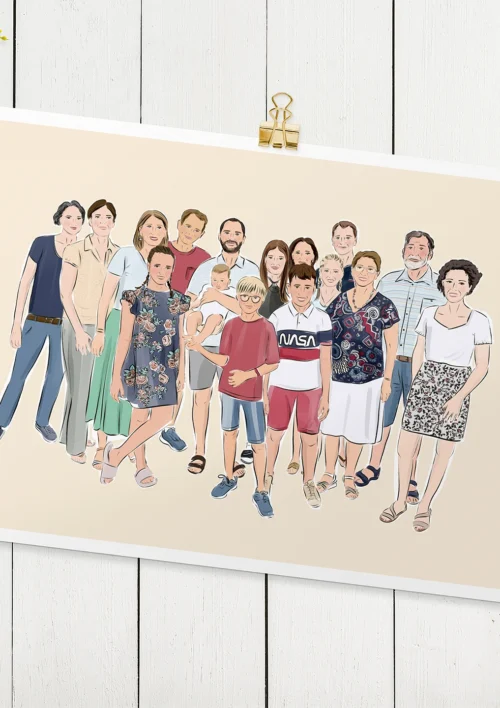Affiche dessin famille nombreuse personnalisé Affiche dessin famille nombreuse personnalisé par Denadda.