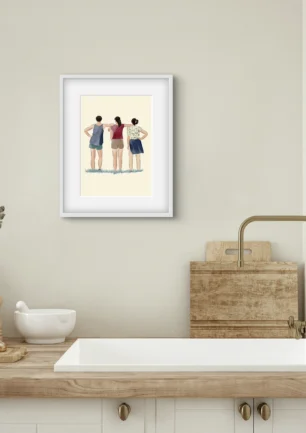 Dessin personnalisé d'une famille de dos. DENADDA.