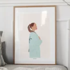 Illustration minimaliste personnalisée de Angelina Jolie. Un portrait sans visage d'un tableau personnalisé par Denadda.