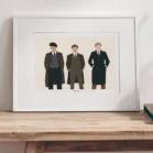 Portrait sans visage 3 personnes, les Peaky Blinders. Une illustration minimaliste personnalisée par Denadda.
