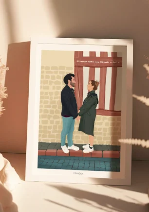 Illustration personnalisée couple. Un portrait de couple personnalisé par Denadda