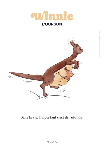 Affiche Maman et Petit Gourou de Winnie l'ourson. Une illustration de Denadda inspirée par A.A. Milne & E.H. Shepard.