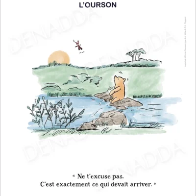 Affiche Winnie l'ourson et la libellule. Une illustration de Denadda inspirée par A.A. Milne & E.H. Shepard.