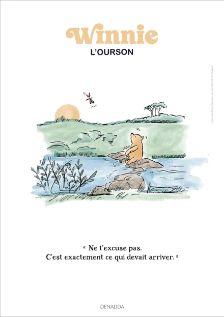 Affiche Winnie l'ourson et la libellule. Une illustration de Denadda inspirée par A.A. Milne & E.H. Shepard.