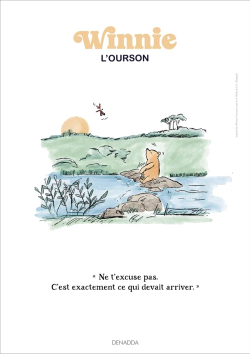 Affiche Winnie l'ourson et la libellule. Une illustration de Denadda inspirée par A.A. Milne & E.H. Shepard.