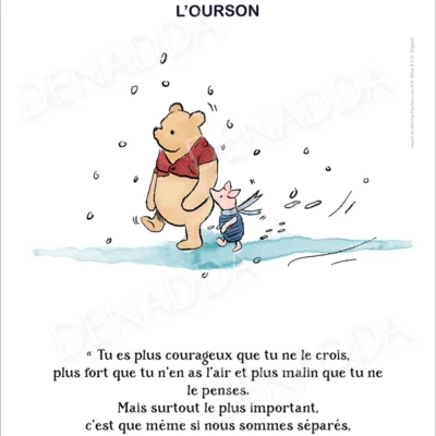 Affiche Winnie l'ourson et Porcinet sous la neige. Une illustration de Denadda inspirée par A.A. Milne & E.H. Shepard.