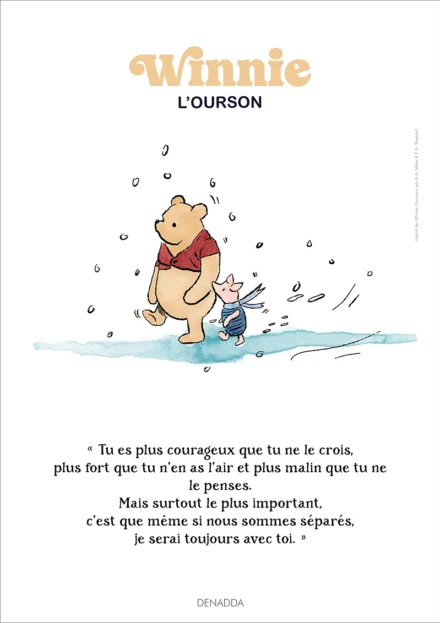 Affiche Winnie l'ourson et Porcinet sous la neige. Une illustration de Denadda inspirée par A.A. Milne & E.H. Shepard.