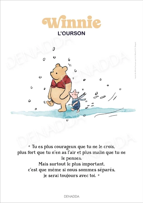 Affiche Winnie l'ourson et Porcinet sous la neige Affiche Winnie l'ourson et Porcinet sous la neige. Une illustration de Denadda inspirée par A.A. Milne & E.H. Shepard.