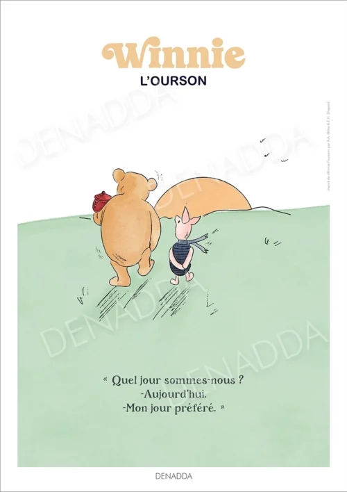 Affiche Winnie l'ourson et Porcinet - Au sunset Affiche Winnie l'ourson et Porcinet, au coucher du soleil. Une illustration de Denadda inspirée par A.A. Milne & E.H. Shepard.