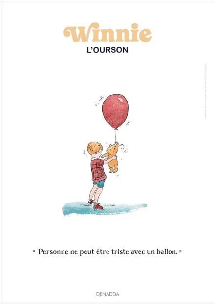Affiche Winnie l'ourson, le pont et la rivière. Une illustration de Denadda inspirée par A.A. Milne & E.H. Shepard.