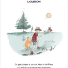 Affiche Winnie l'ourson et Jean Christophe, promenade dans la forêt des rêves bleus. Une illustration de Denadda inspirée par A.A. Milne & E.H. Shepard.