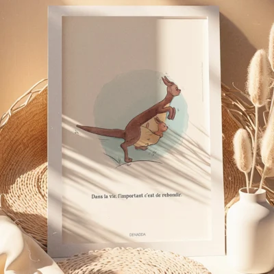 Cadre Maman et Petit Gourou de Winnie l'ourson. Une illustration de Denadda inspirée par A.A. Milne & E.H. Shepard.