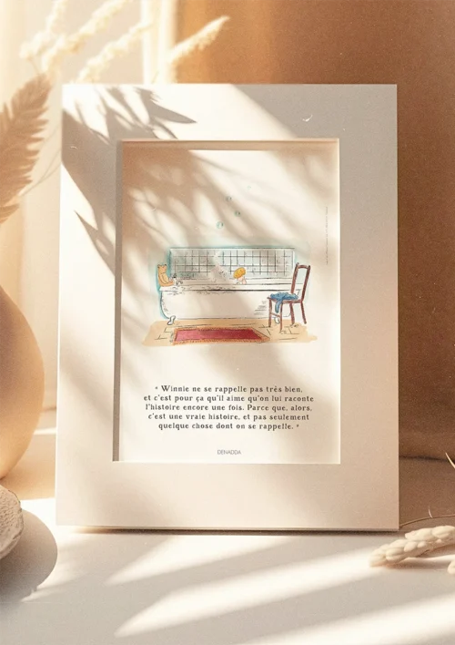 Cadre Winnie l'ourson dans la salle de bain Cadre Winnie l'ourson dans la salle de bain. Une illustration de Denadda inspirée par A.A. Milne & E.H. Shepard.