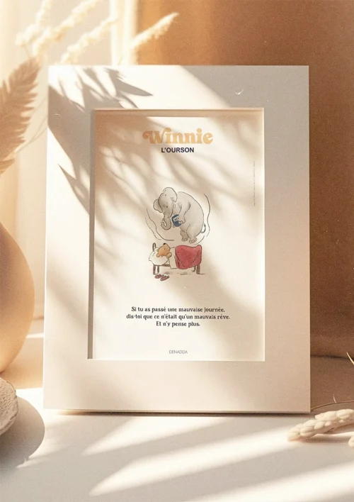 Cadre Winnie l'ourson et l'Éfélant Cadre Winnie l'ourson et l'Éfélant. Une illustration de Denadda inspirée par A.A. Milne & E.H. Shepard.